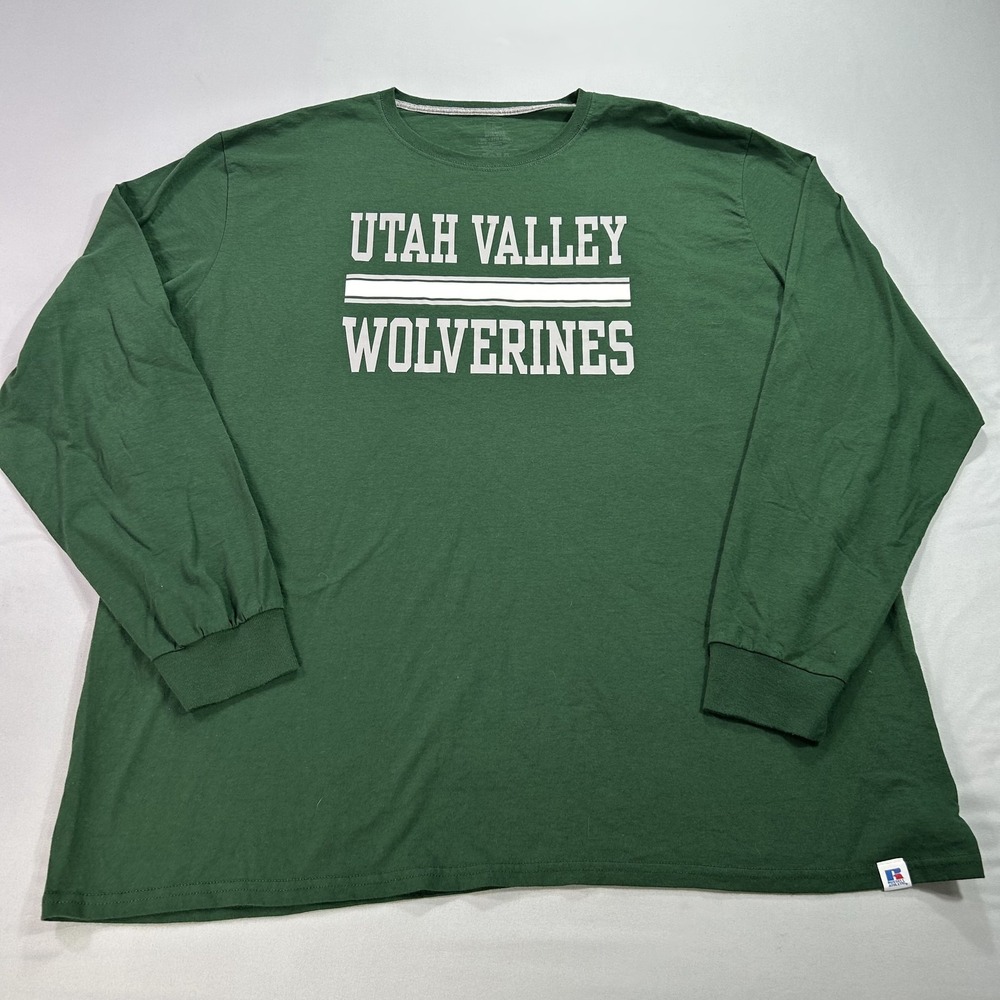 Utah Valley Wolverines Shirt Mens 3XL Green NCAA Basketball Long Sleeve Russell